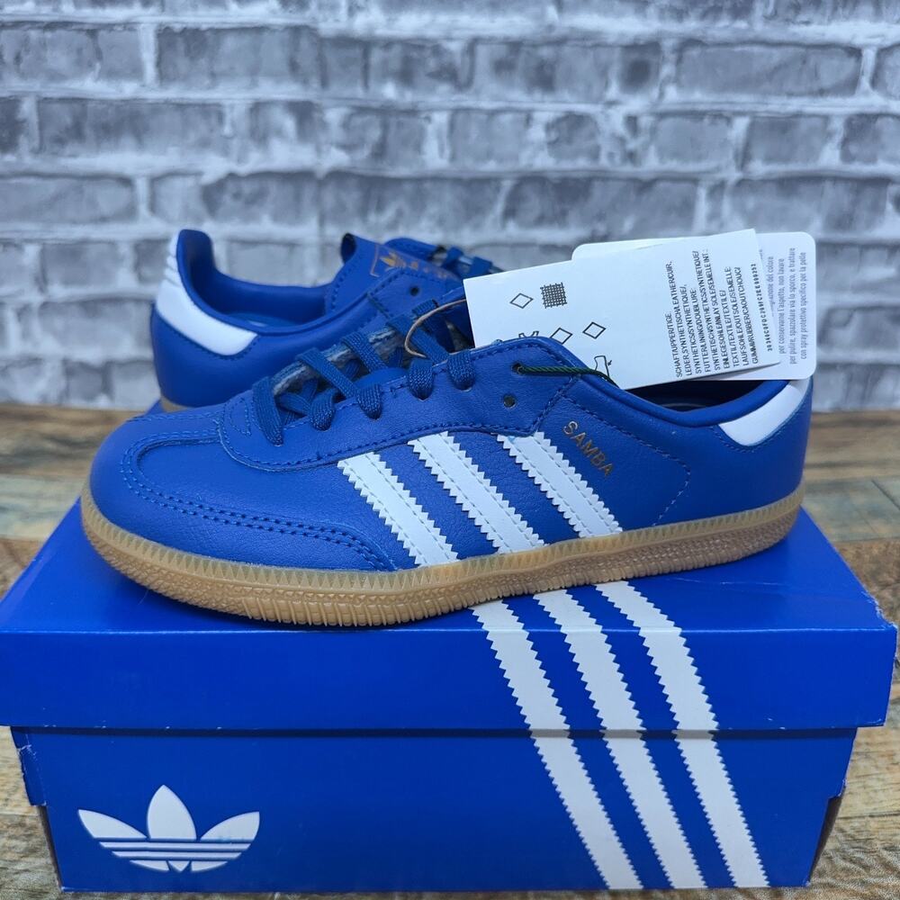 Adidas Samba OG C Blue White Leather Sneakers JR7431 Kids Size 13k New Rare